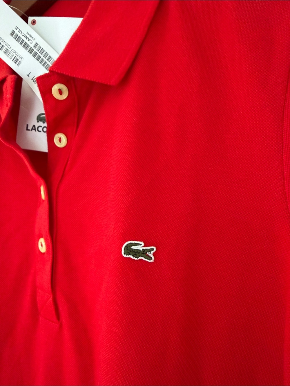 Lacoste Women's Stretch Red Polo Dress, size: medium - Picture 5 of 9